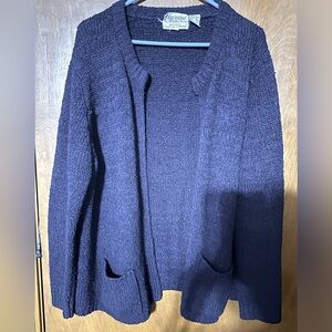 Dark blue heavy cardigan.